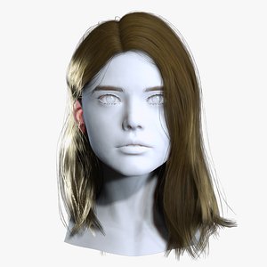 3D Natural Medium Straight Female Hairstyle for MetaHuman model
