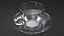 Glass Teacup with Saucer Large Empty 3D model