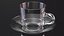 Glass Teacup with Saucer Large Empty 3D model