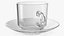 Glass Teacup with Saucer Large Empty 3D model