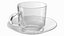 Glass Teacup with Saucer Large Empty 3D model
