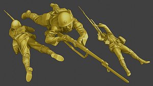 3D Japanese soldier ww2 Shoot Lying J2