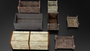 Wooden Box set 3D model