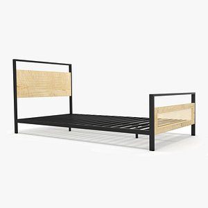 furniture bed small wooden rattan design metal frame