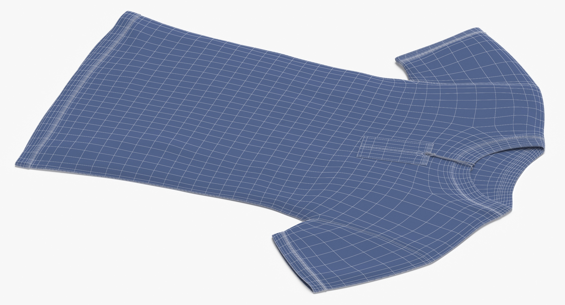 3D model Female Crew Neck Laiying With Tag White and Blue 02