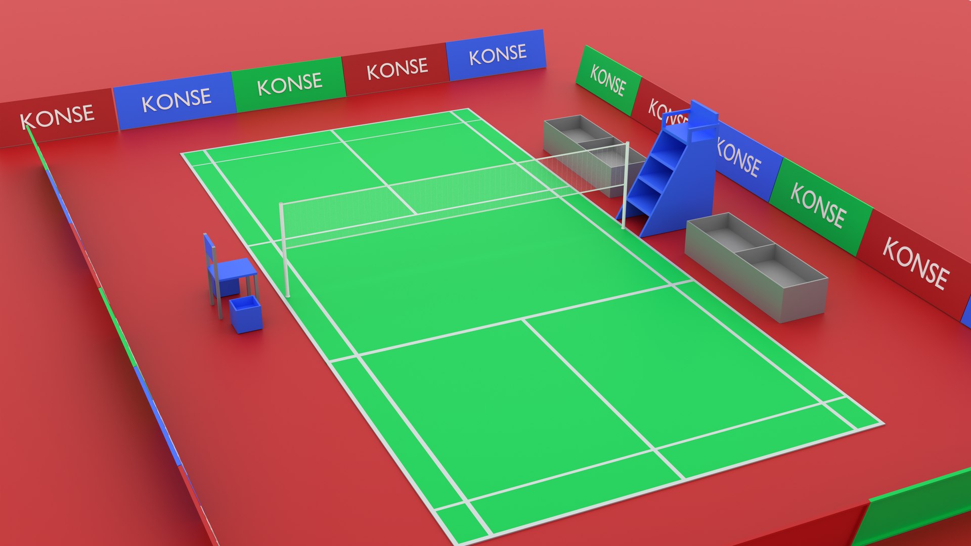 3D Badminton Court, Racket and shuttlecock model - TurboSquid 1821997