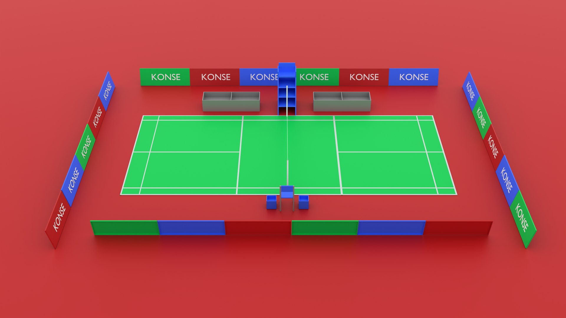 3D Badminton Court, Racket and shuttlecock model - TurboSquid 1821997