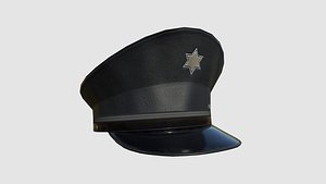Police Cap 04 Black - Military Character Design Fashion 3D model