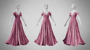 Dress 38 Dusty Rose Velvet 3D