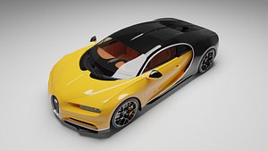 3D BUGATTI CHIRON YELLOW