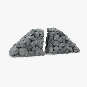 Stone Wall End Segment 3D Model