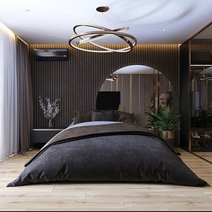 bedroom with wardrobe 3D model