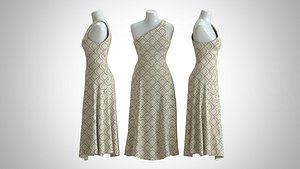3D Woman Dress 2 Cream Drapery Decor