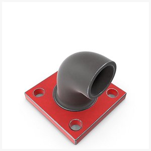 3D model Square Flange Steel Painted Red PBR