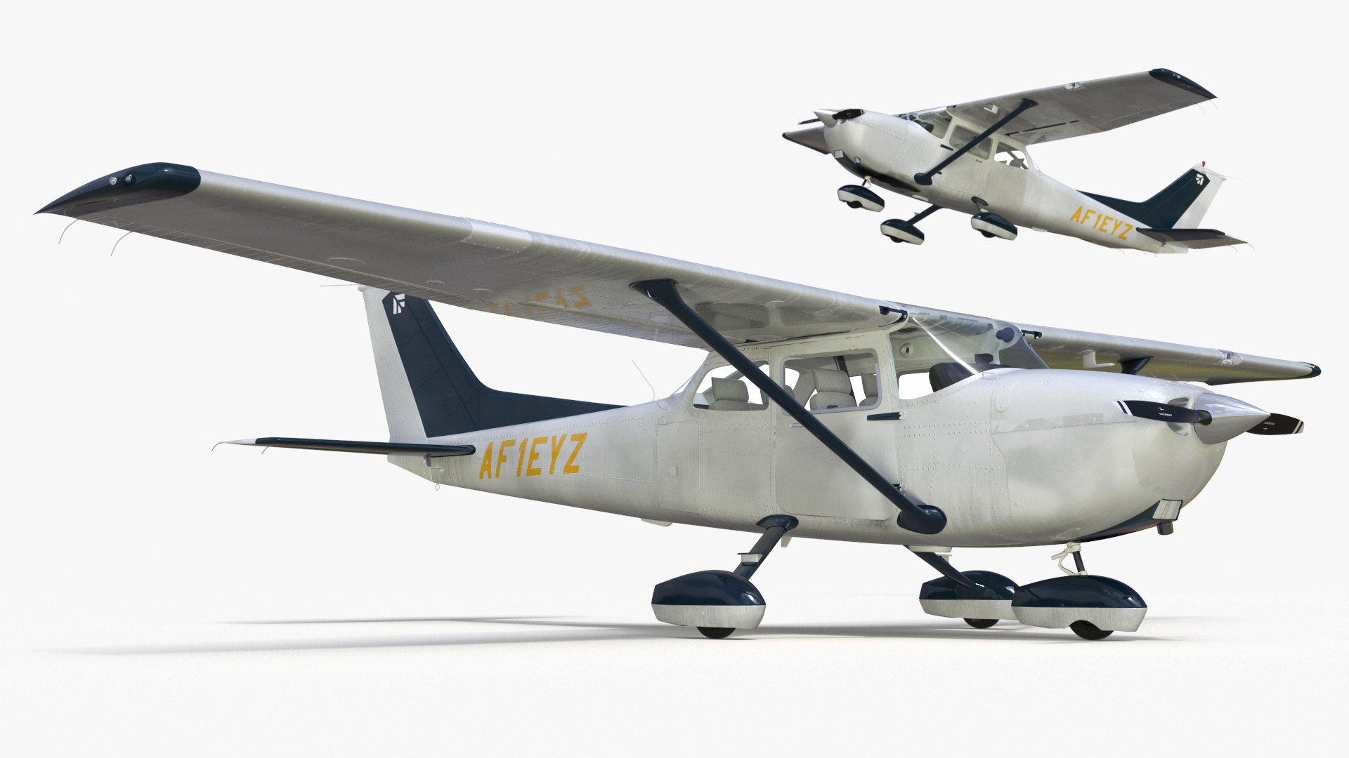Single Engine Propeller Aircraft Cessna 172 3D model preview