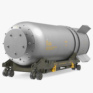 Steel B41 Nuclear Bomb with Airplane Trolley