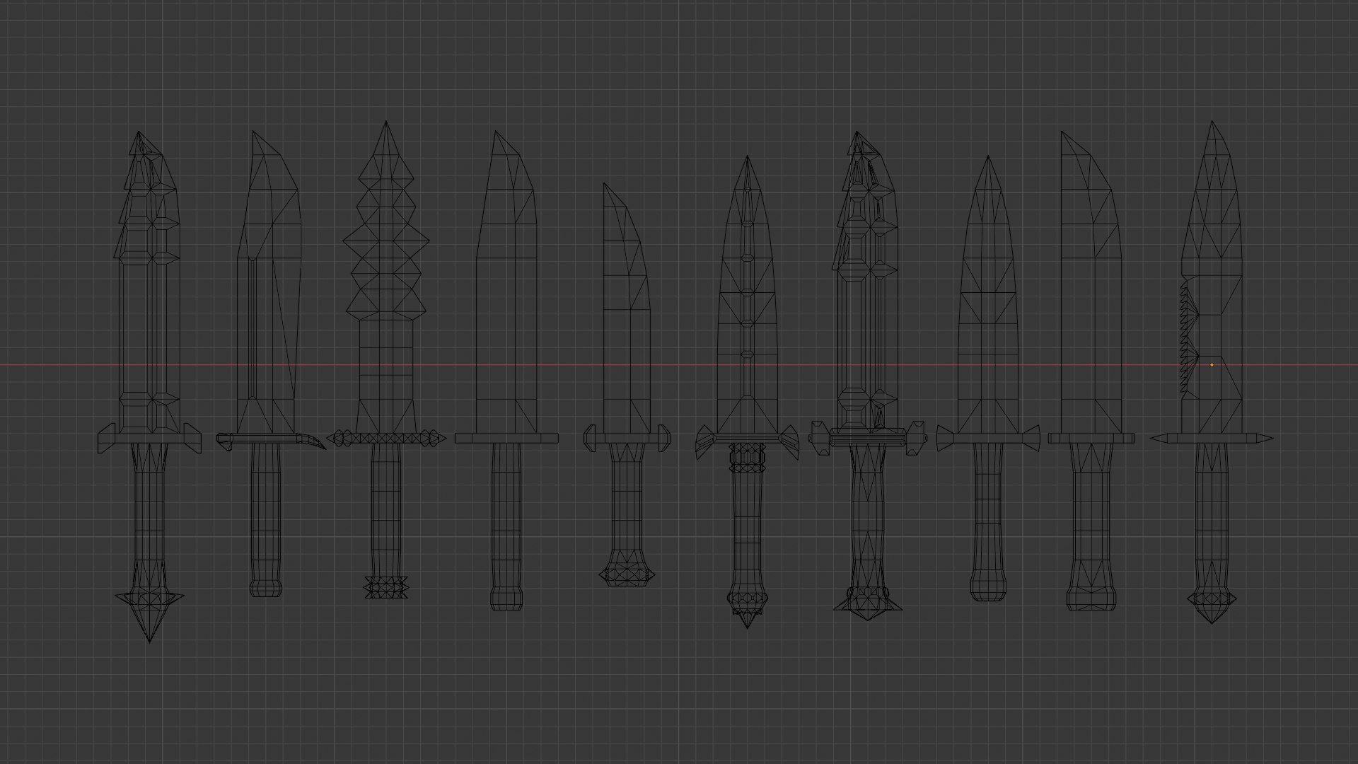 3D Modular Melee - Knives Low Poly Stylized Procedural Weapon Parts ...