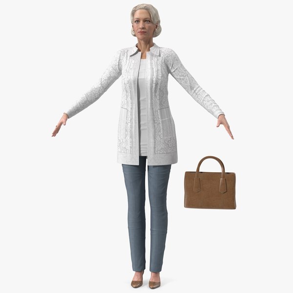 3D elderly lady casual clothes model
