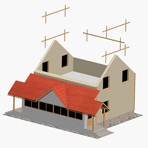 Time lapse 3D animation showing a process of building the house