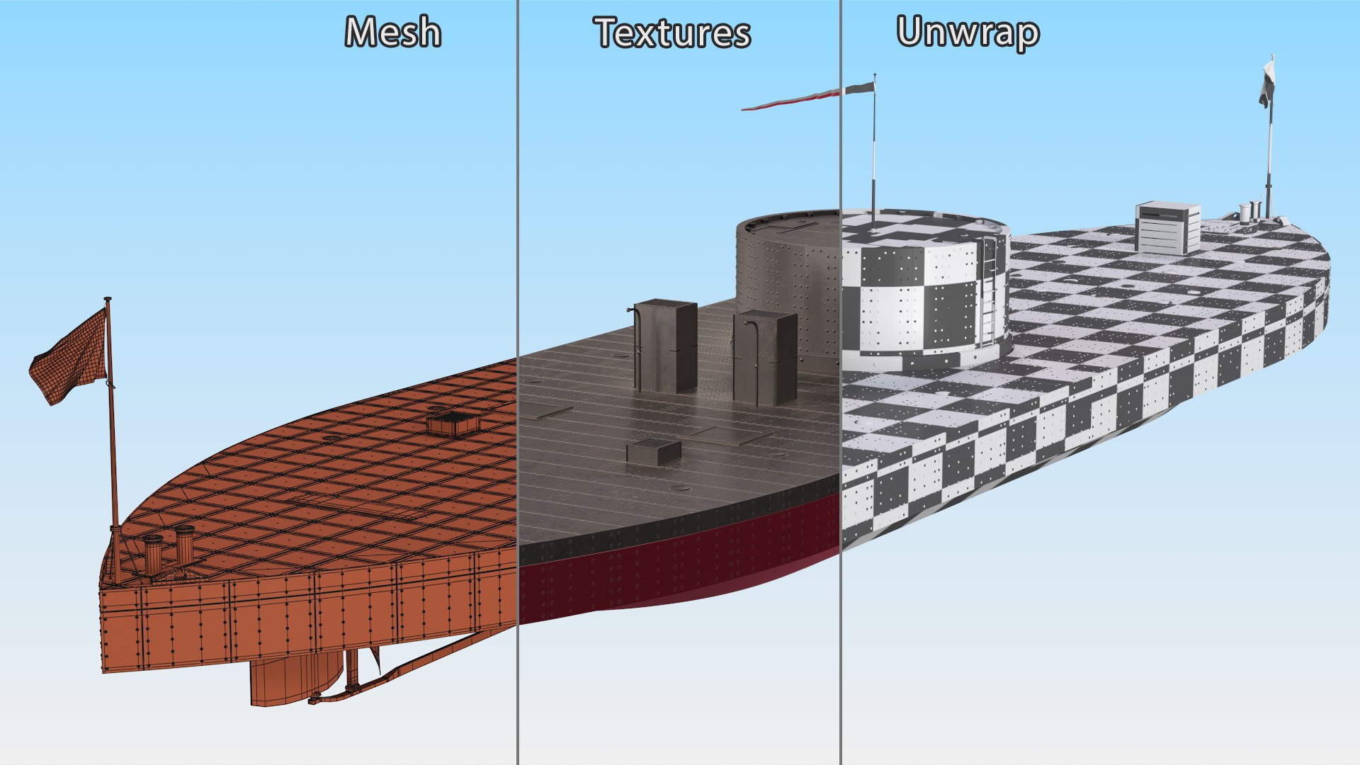 USS Monitor New 3D https://p.turbosquid.com/ts-thumb/oG/CbpRs6/Yg/ussmonitornew3dsmodel022/jpg/1711655873/1920x1080/fit_q87/93d68e38ccbb35e1279dba389119c40ebf77307d/ussmonitornew3dsmodel022.jpg