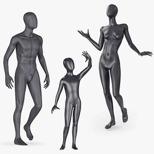 Black Mannequins Rigged Collection 3D model