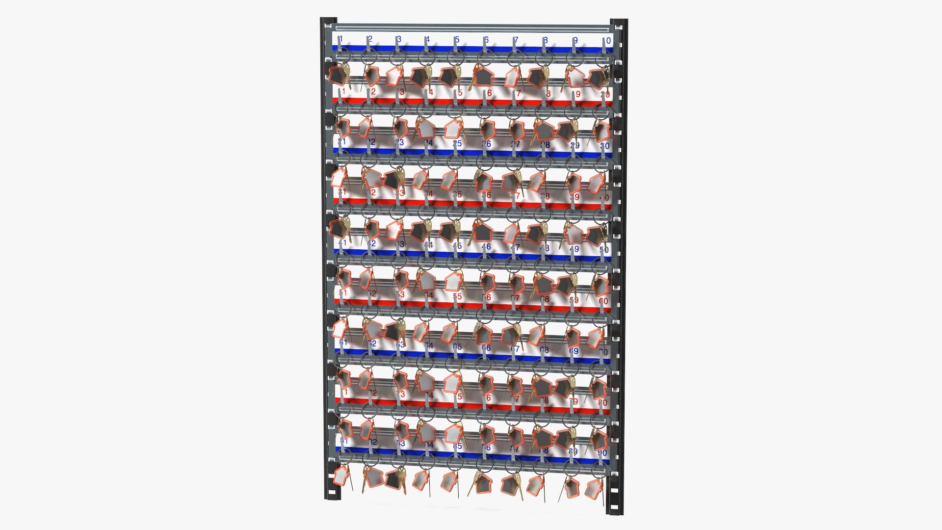 Industrial Key Rack With Keys 3D model preview
