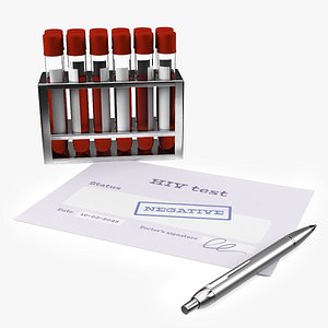 Blood Tube Rack with HIV Test Report Negative 3D model