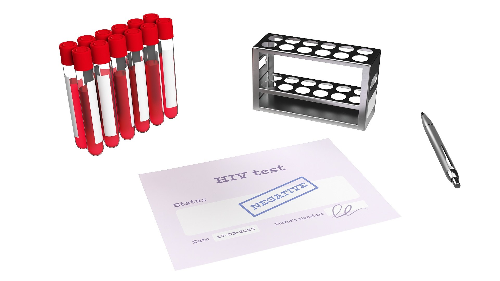 Blood Tube Rack With HIV Test Report Negative 3D Model - TurboSquid 2395947