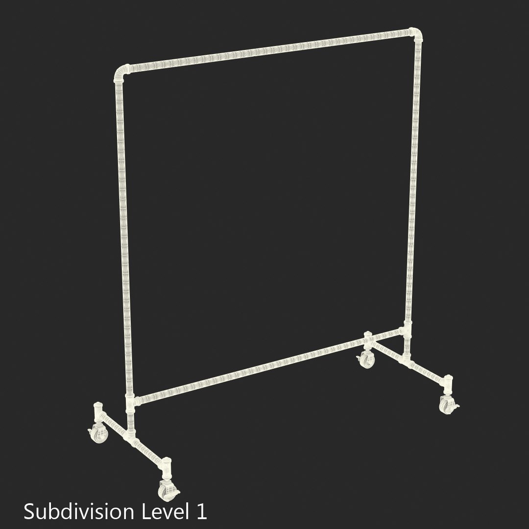 Iron Clothing Rack Wheels 3d Model