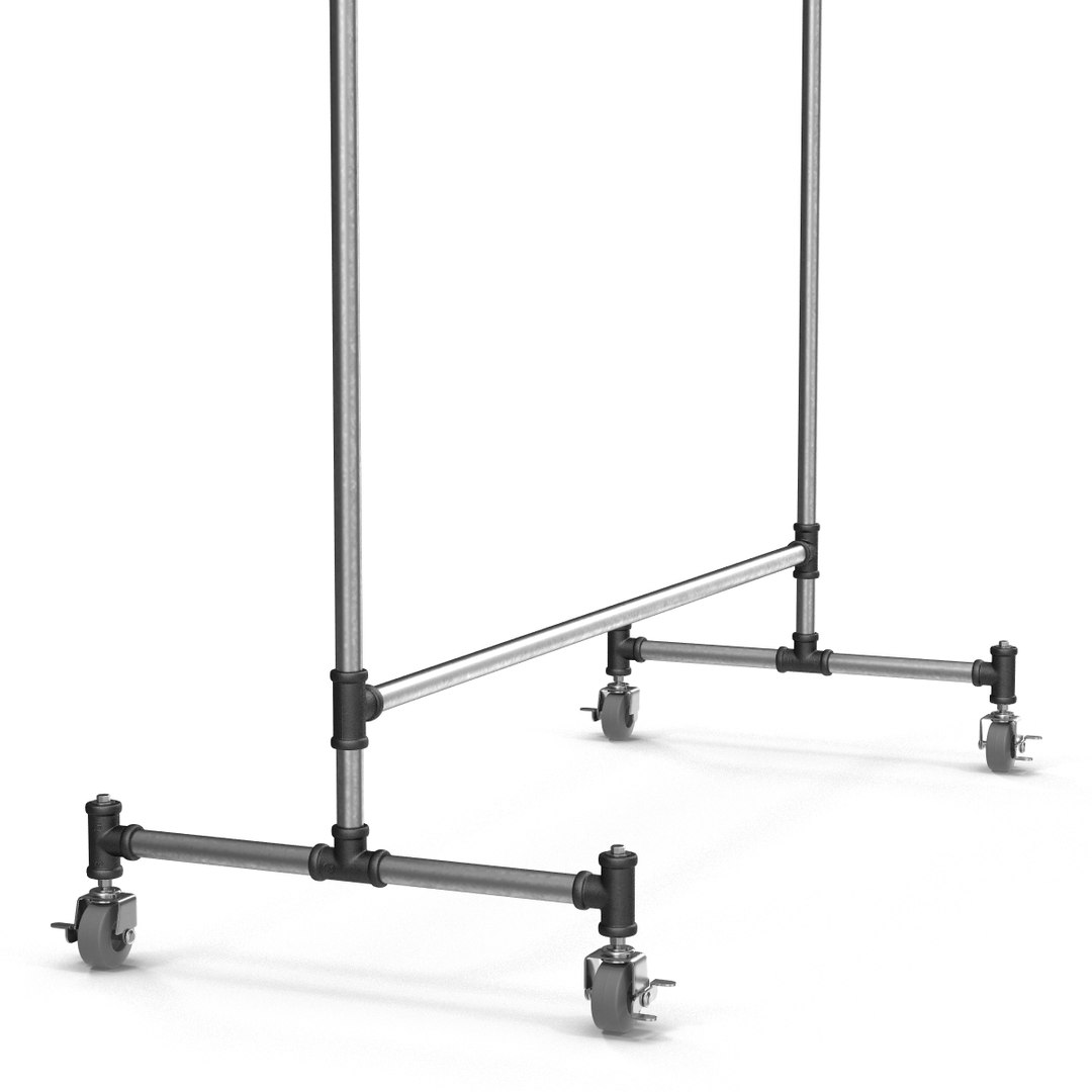 Iron Clothing Rack Wheels 3d Model