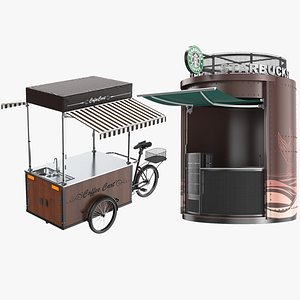 3D Two Detailed Coffee Stands model