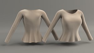 3ds max women longsleeve peplum