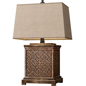 Wood Arabic Oriental Nightstand bedside Eastern Table Lamp 3D model model