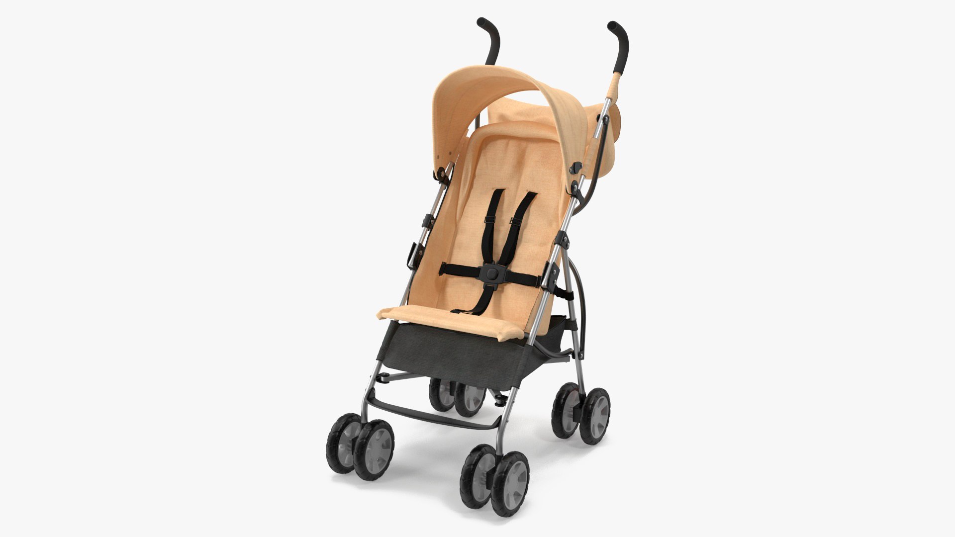 Lightweight Baby Stroller Beige 3D model preview