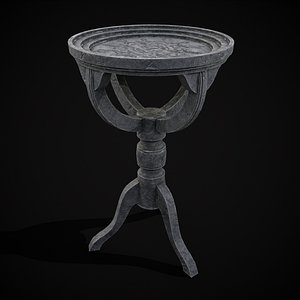 3D Round Stone Pedestal Side Table model