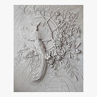 Bas-relief panel with a peacock
