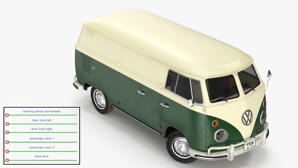 modelo 3d Autobús Volkswagen vintage con puerta lateral amañada ...