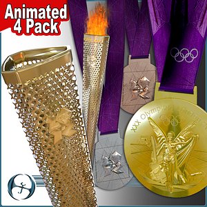 2012 Olympics Torch & Medals (4 Pack)