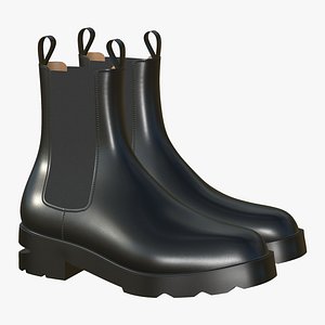 Leather Boots Black Realistic 3D model
