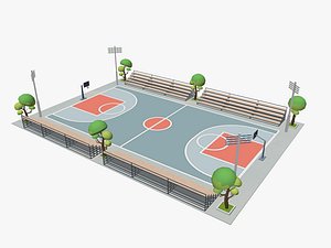 Cartoon Basketball Court 3D