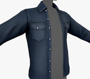 Blue Denim Shirt 3D model
