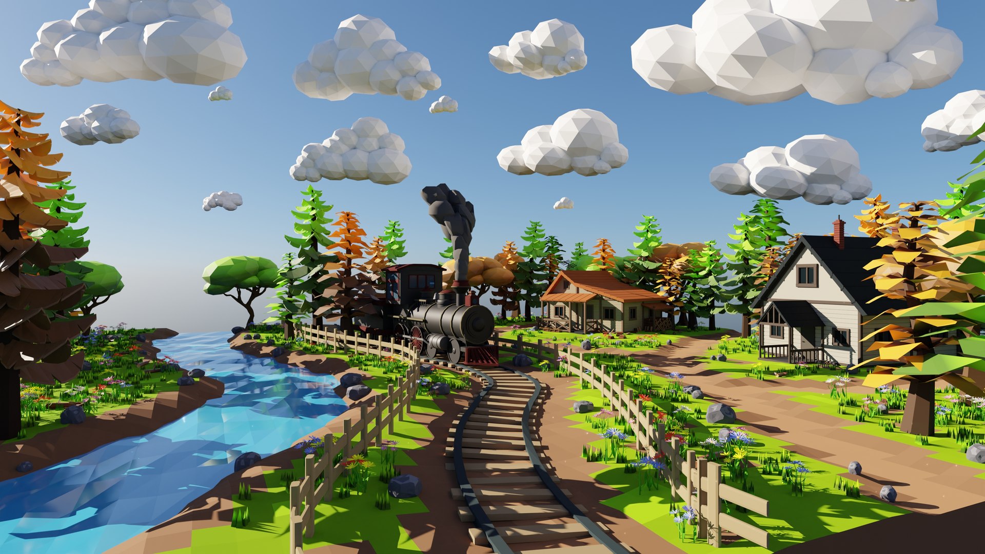 3D Isometric Train Scene 3D Model - TurboSquid 2086988