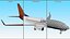 3D United Airlines Boeing 737-700 with Interior Rigged model