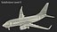 3D United Airlines Boeing 737-700 with Interior Rigged model