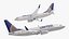3D United Airlines Boeing 737-700 with Interior Rigged model