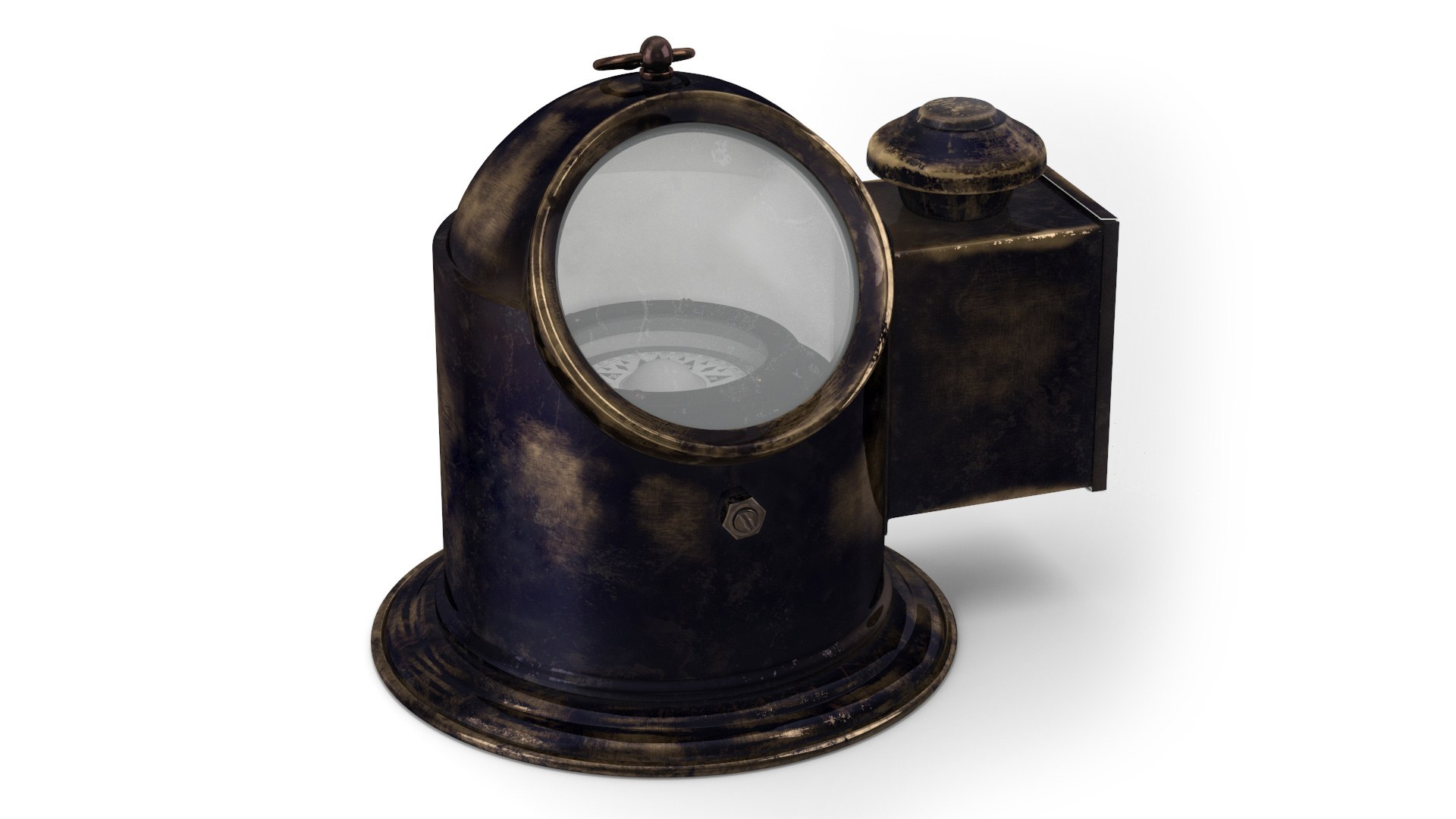 Vintage Nautical Ship Gimbal Compass Black 3D model preview