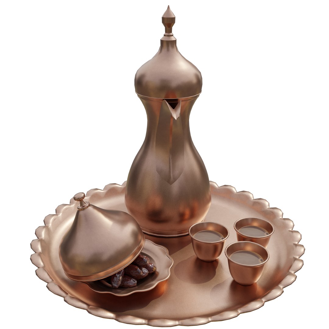3D Arabic Ramadan  Eid Hospitality Set Traditional Copper Dallah with Cups  Dates model https://p.turbosquid.com/ts-thumb/oH/fZuyM5/eY/untitleddesign39/png/1758382876/1920x1080/fit_q87/2ff911f11a84b4e6a52a2666d52f62533e5f239c/untitleddesign39.jpg