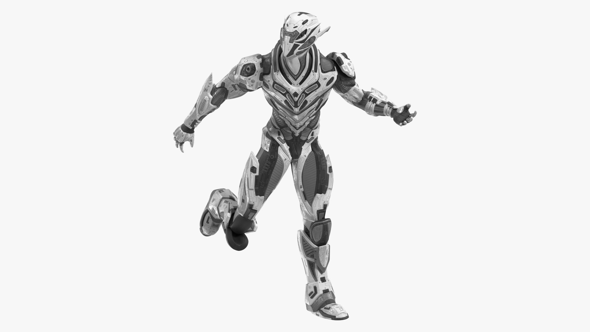 Sci-Fi Combat Robot Character Rigged for Cinema 4D 3D model preview