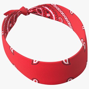 3D Bandana Headband Paisley Red model
