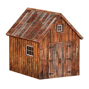 Wooden forest house construction barn gatehouse 3D model